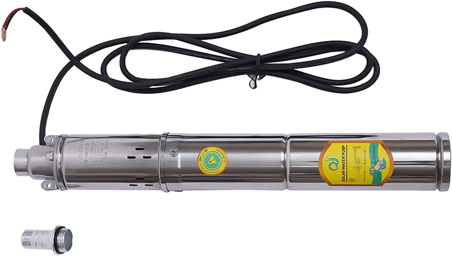 Submersible Deep Well Pump Solar Water Pump DC 24V 370W  Steel Screw Pump, 213ft Lift 8.8GPM Flow, Agricultural Irrigation Pump Solar Water Circulating System