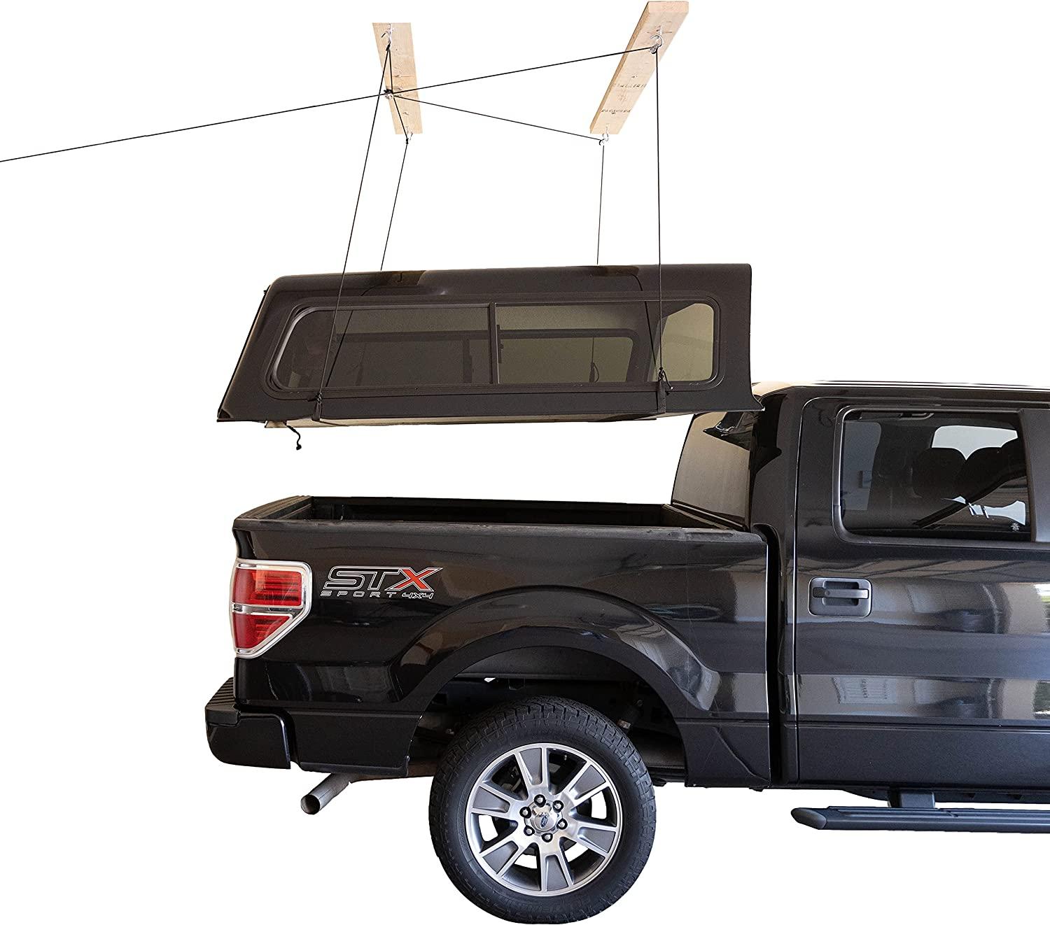 HARKEN - Truck Cap Overhead GaraStoraHoist, Self-Leveling, Safe Anti-Drop System, Easy One-Person Operation, Smart GaraOrganization