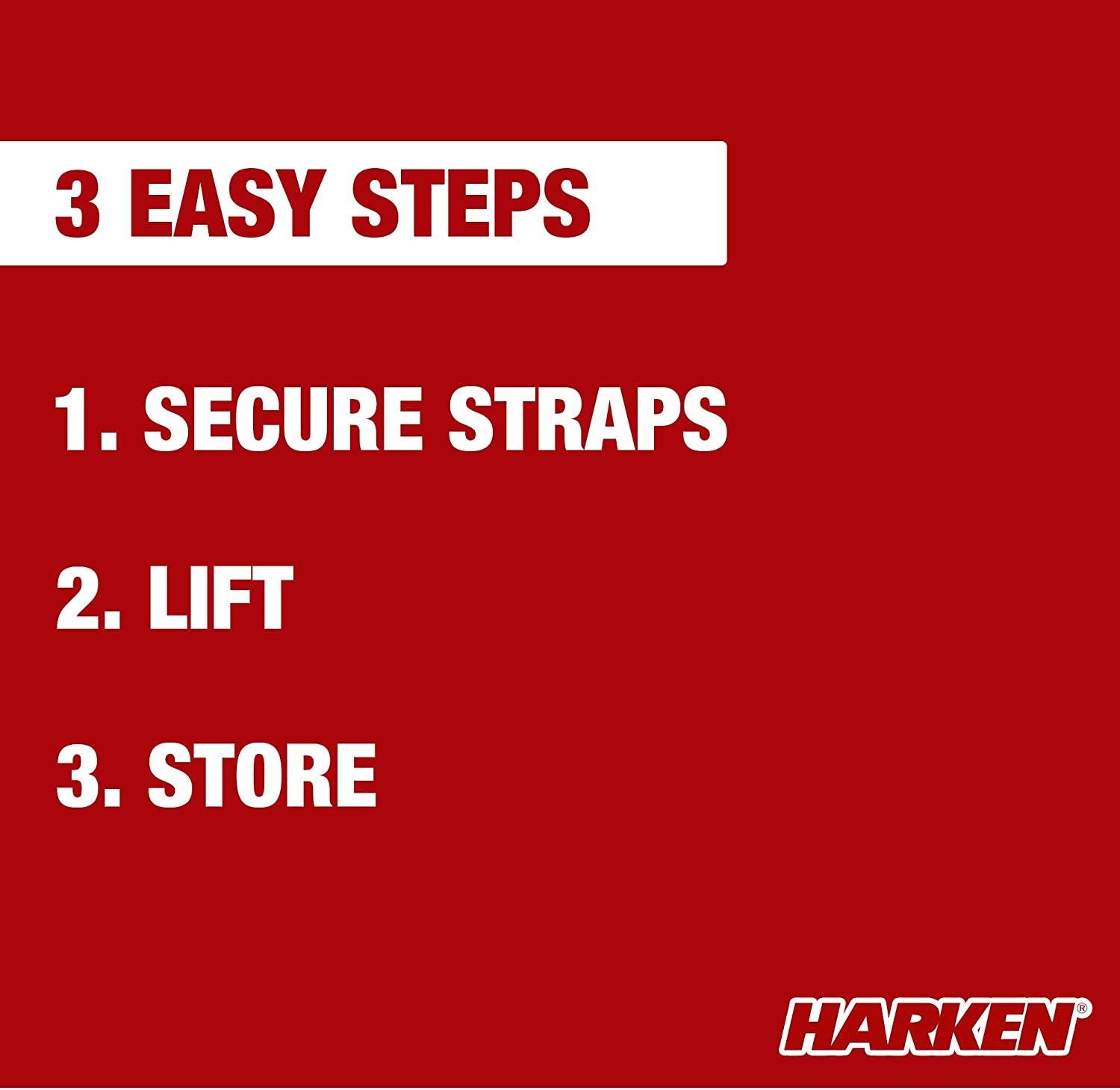 HARKEN - Truck Cap Overhead GaraStoraHoist, Self-Leveling, Safe Anti-Drop System, Easy One-Person Operation, Smart GaraOrganization