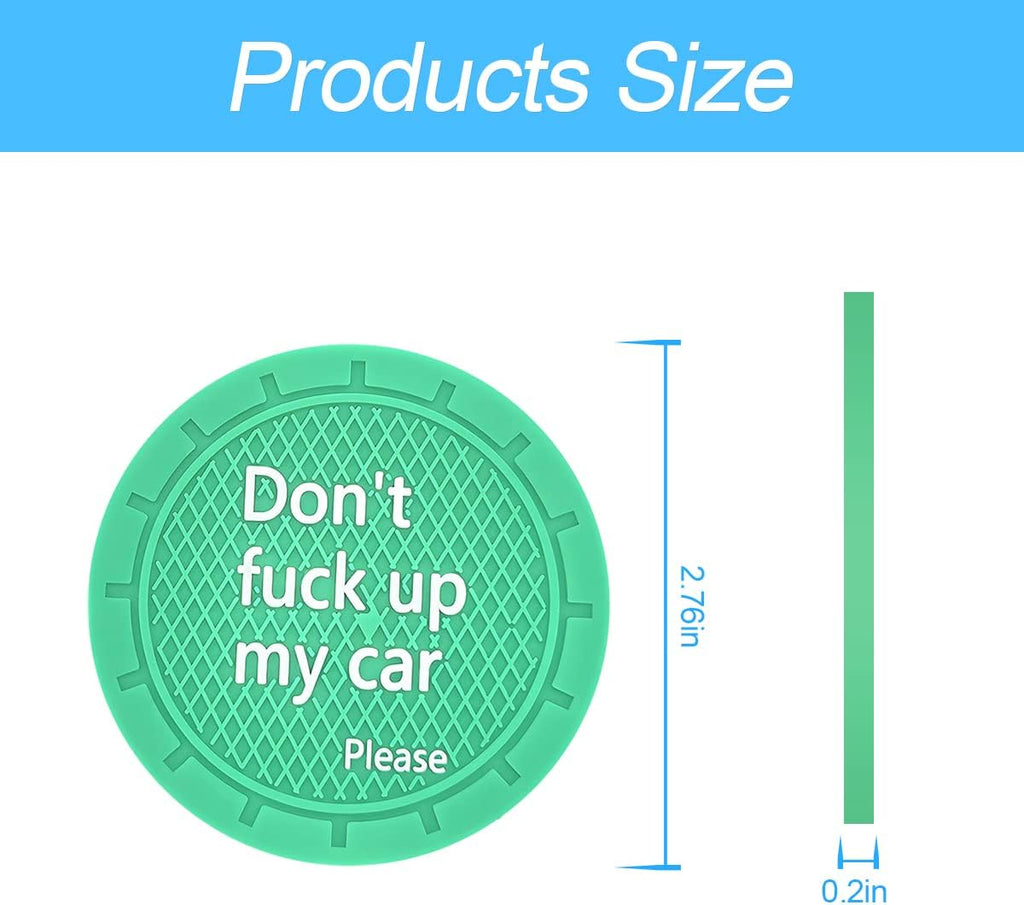 8sanlione Car Cup Coaster, 4Pcs 2.75 Inch Auto Cup Holder Insert Coasters, Anti-Slip Waterproof Embedded Drink Mat, Automotive Interior Accessories for Men and Women (D Light Green/4PCS)