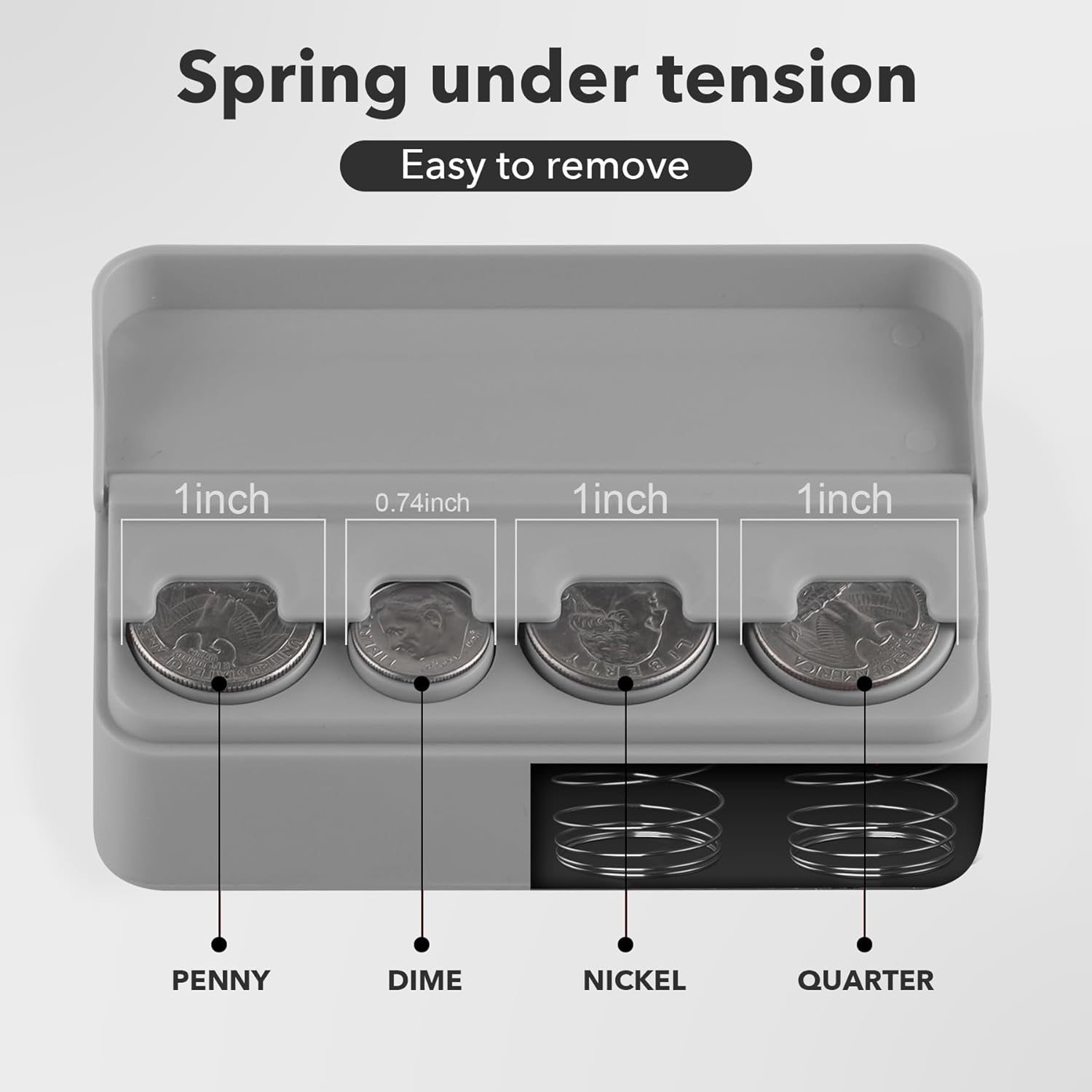 SINGARO Coin Holder for Car, Universal Car Coin Change Organizer, Car Coin Holder Compatible with Coins of Different Sizes, Car Interior Accessories, Suitable for Most Cars, Trucks(Gray)