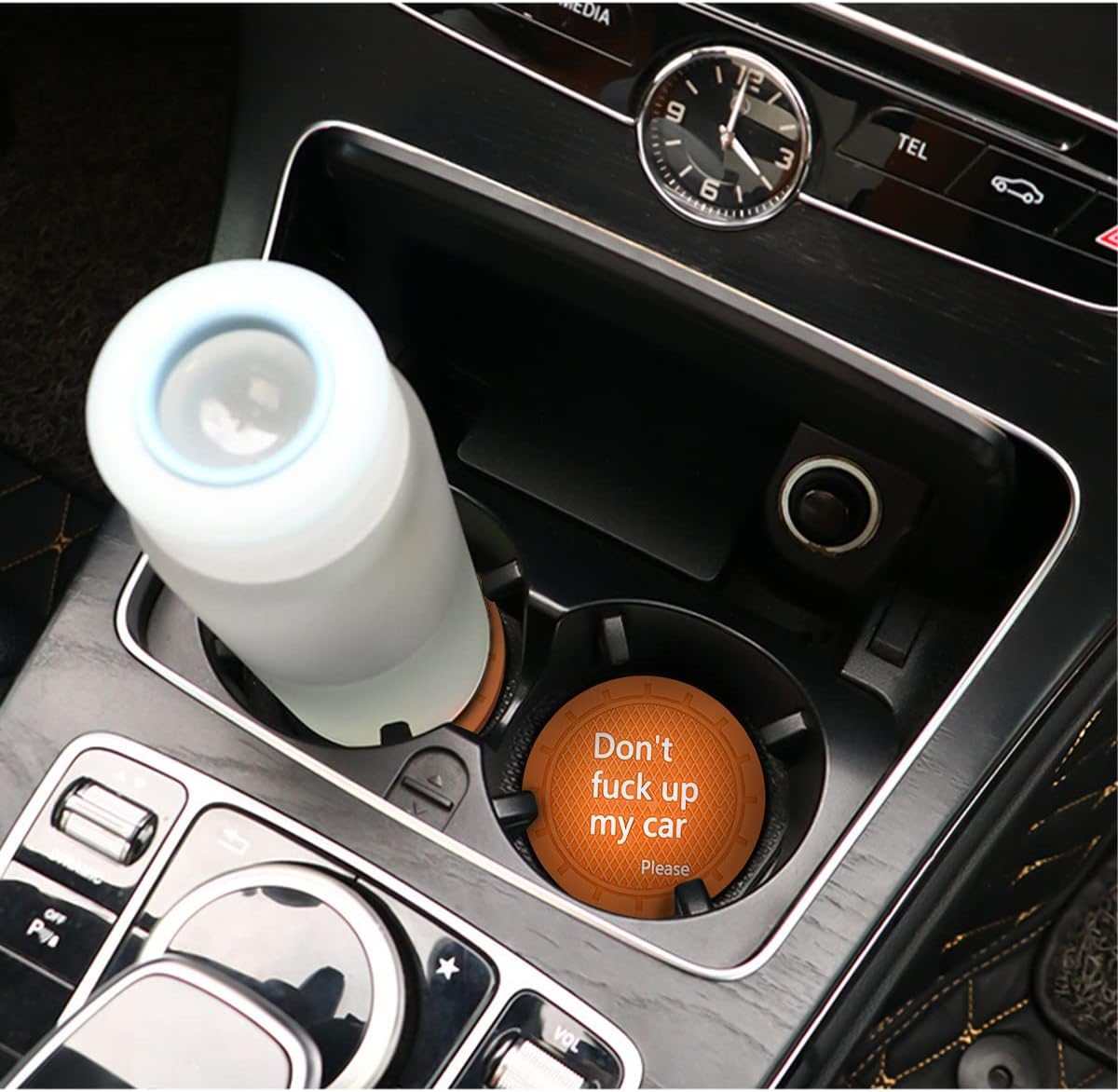 8sanlione Car Cup Coaster, 4Pcs 2.75 Inch Auto Cup Holder Insert Coasters, Anti-Slip Waterproof Embedded Drink Mat, Automotive Interior Accessories for Men and Women (D Orange/4PCS)