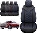 Aierxuan Chevy Silverado GMC Sierra Car Seat Covers Pickup Trail Boss Z71 Custom Fit 2007-2024 1500 2500HD 3500HD Crew Double Extended Cab Waterproof Leather Cushions (2 PCS Front, Black-Blue)