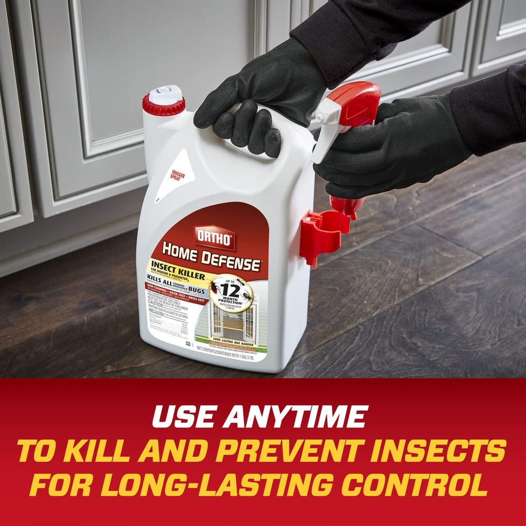 Ortho Home Defense Insect Killer for Indoor &amp; Perimeter2 Ready-To-Use - With Trigger Sprayer, Long-Lasting Control, Kills Ants, Cockroaches, Spiders, Fleas &amp; Ticks, Non-Staining, Odor Free, 1 gal.