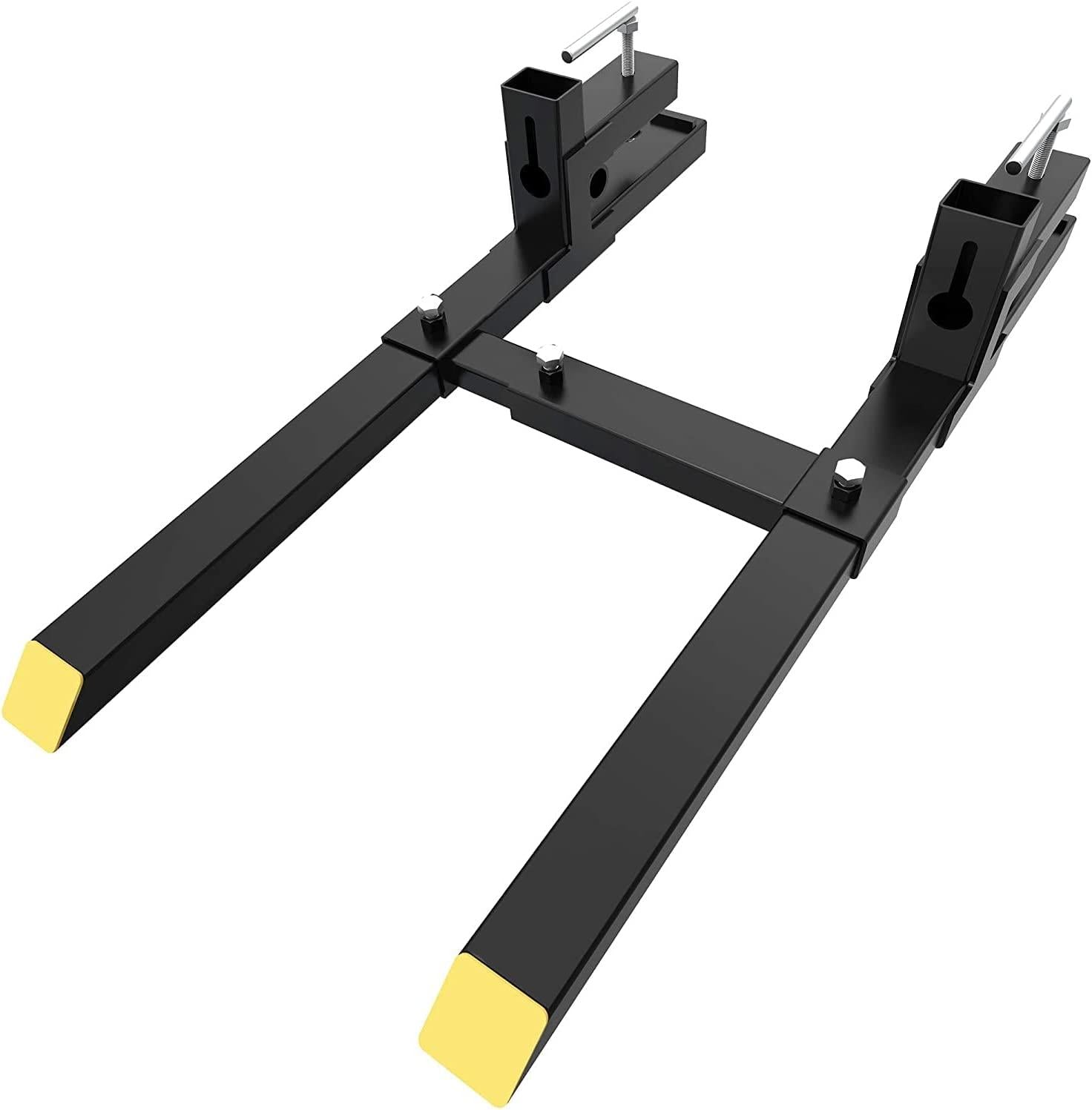 YITAMOTOR 60" 4000LBS Clamp on Pallet Forks Light Duty Forks for Tractor Loader Bucket with Adjustable Stabilizer Bar