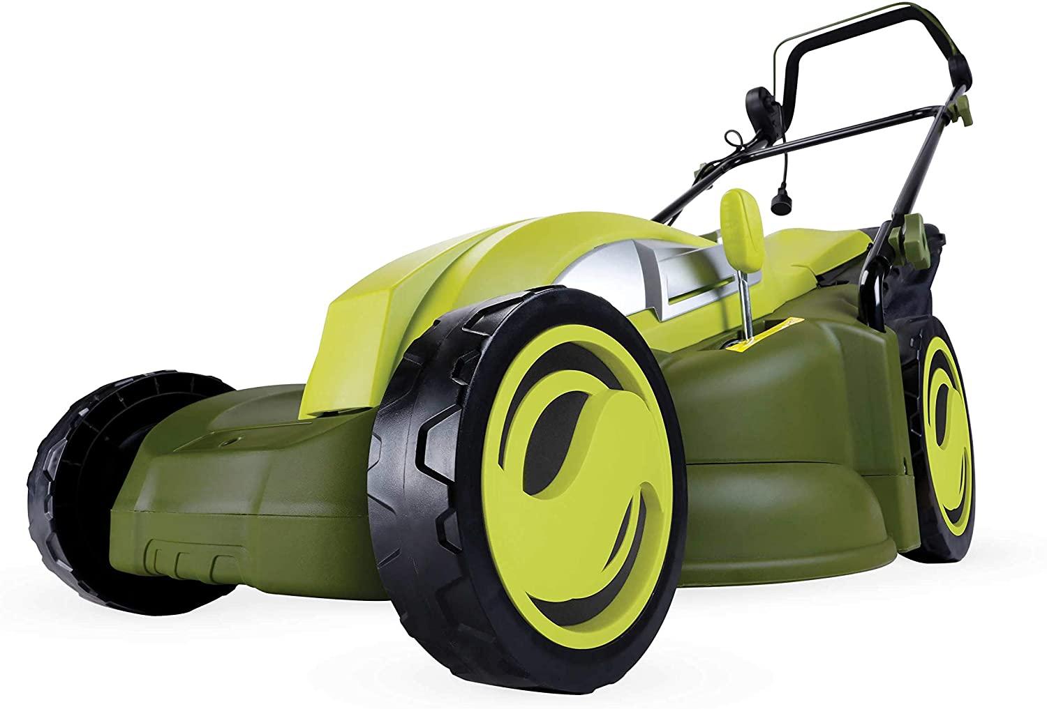 Sun Joe MJ403E 17-Inch 13-Amp Electric Lawn Mower/Mulcher, 7-Position Adjustment, 12-Gallon Detachable Grass Collection Bag, Lightweight, Standard, Green