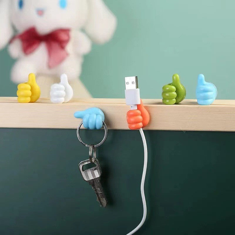 8Pcs Hand-shaped Rubber Holder Glasses Cable Power Cord Charging Line Self Adhesive Mini Hook Car Storag Organizer Gadget Decorations