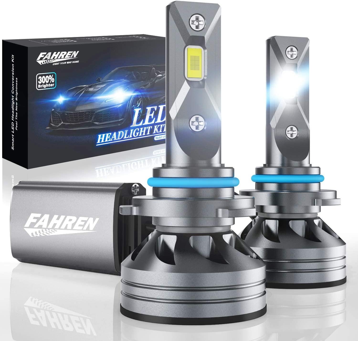 FAHREN 9005/HB3 Bulbs, 60W 14000 Lumens Super Bright LED Headlights Conversion Kit 6500K Cool White IP68 Waterproof, Pack of 2