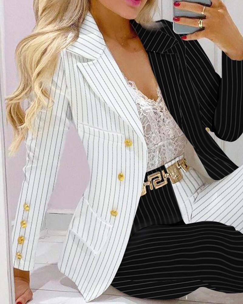Elegant Striped Print Suit