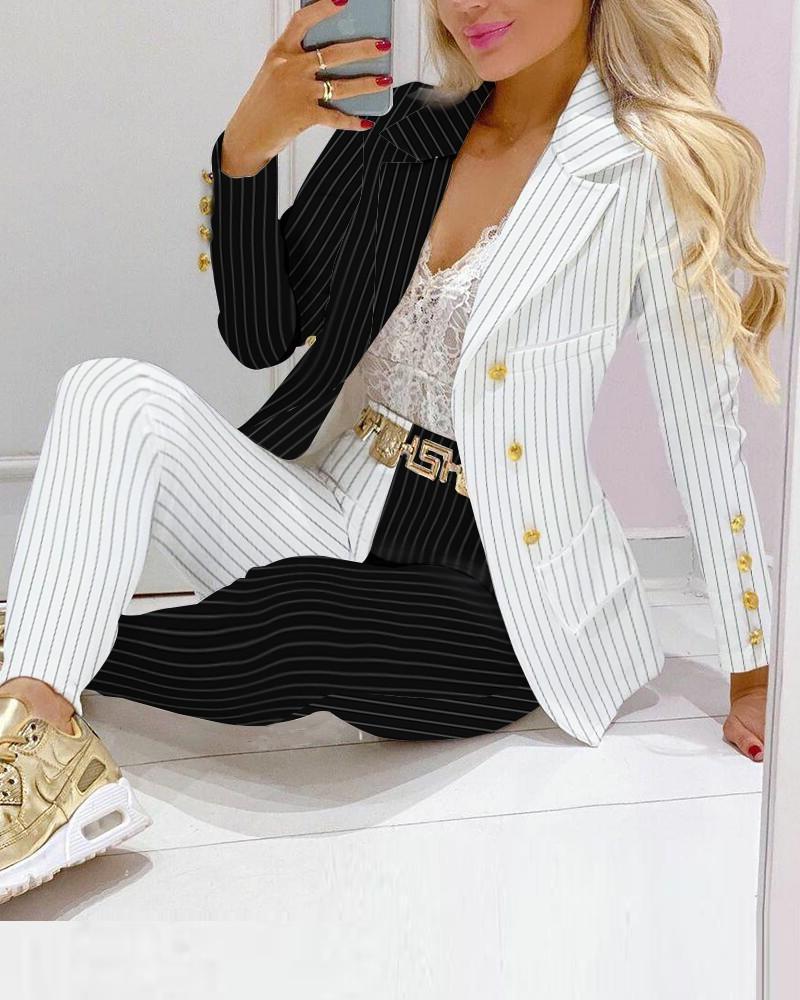 Elegant Striped Print Suit