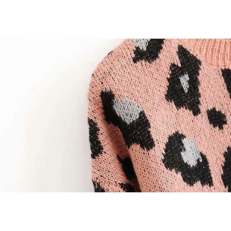 vintage leopard print knitted sweater