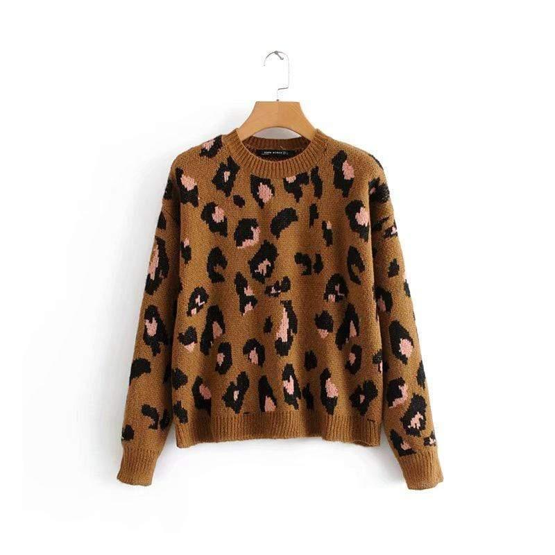 vintage leopard print knitted sweater