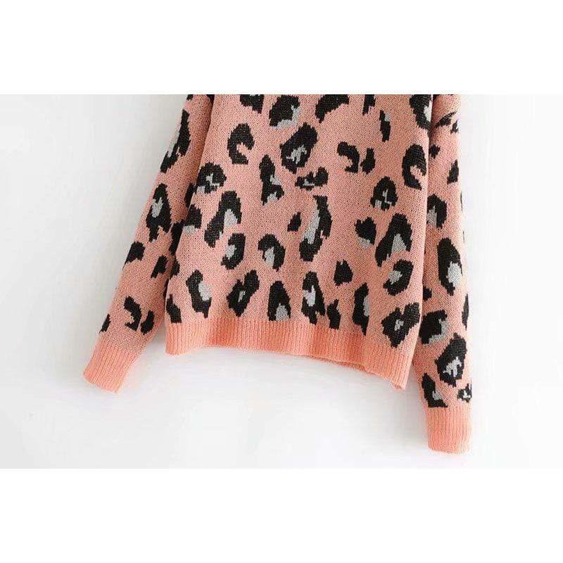 vintage leopard print knitted sweater