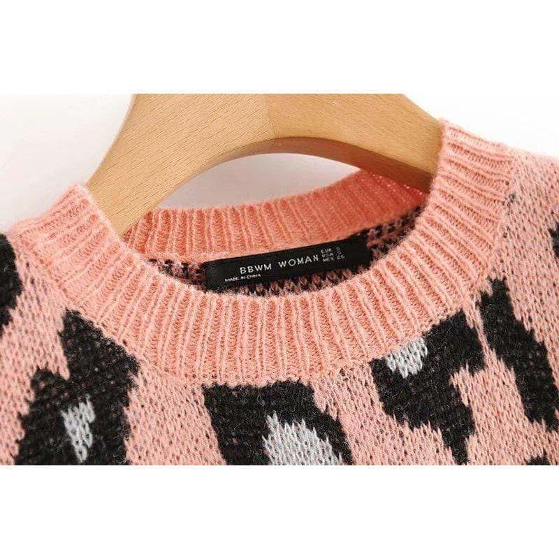 vintage leopard print knitted sweater