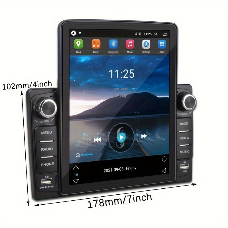 9.5'' Vertical TFT HD TouchScreen Double Din Car Radio Android 10.1 (2+32G) -in GPS/WIFI/BT DVR Multi-languaClock Display USB / SD / FM