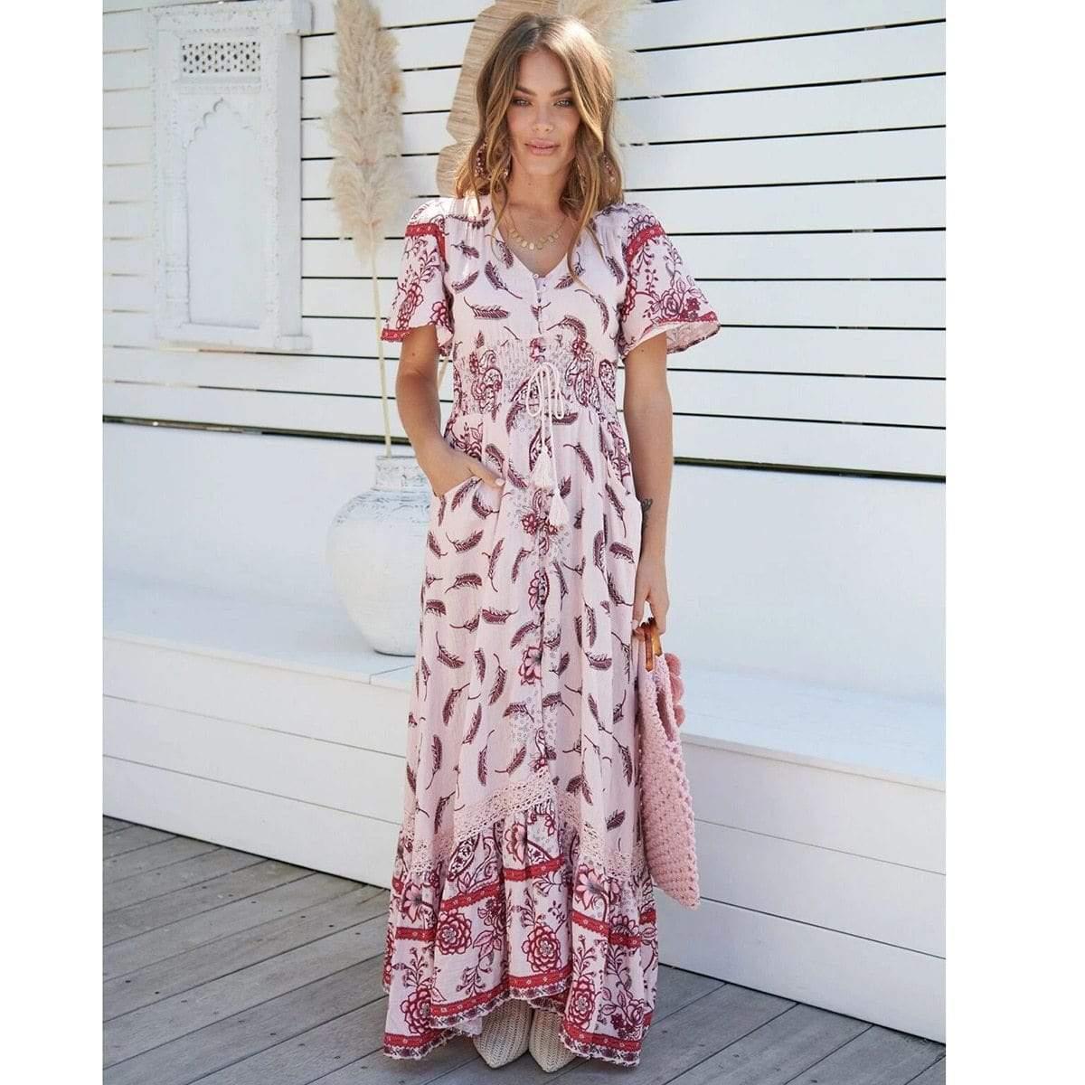short sleeve split belted flowy maxi dress