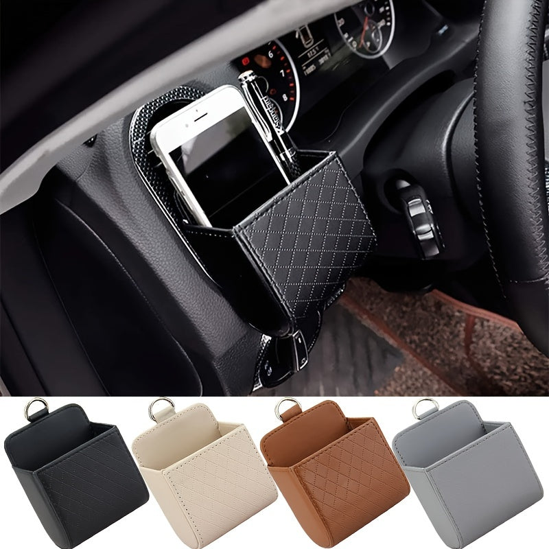 Car Air Vent Hanging StoraBox Mobile Phone Bag PU Leather Car Mobile Phone Holder Car Interior Accessories
