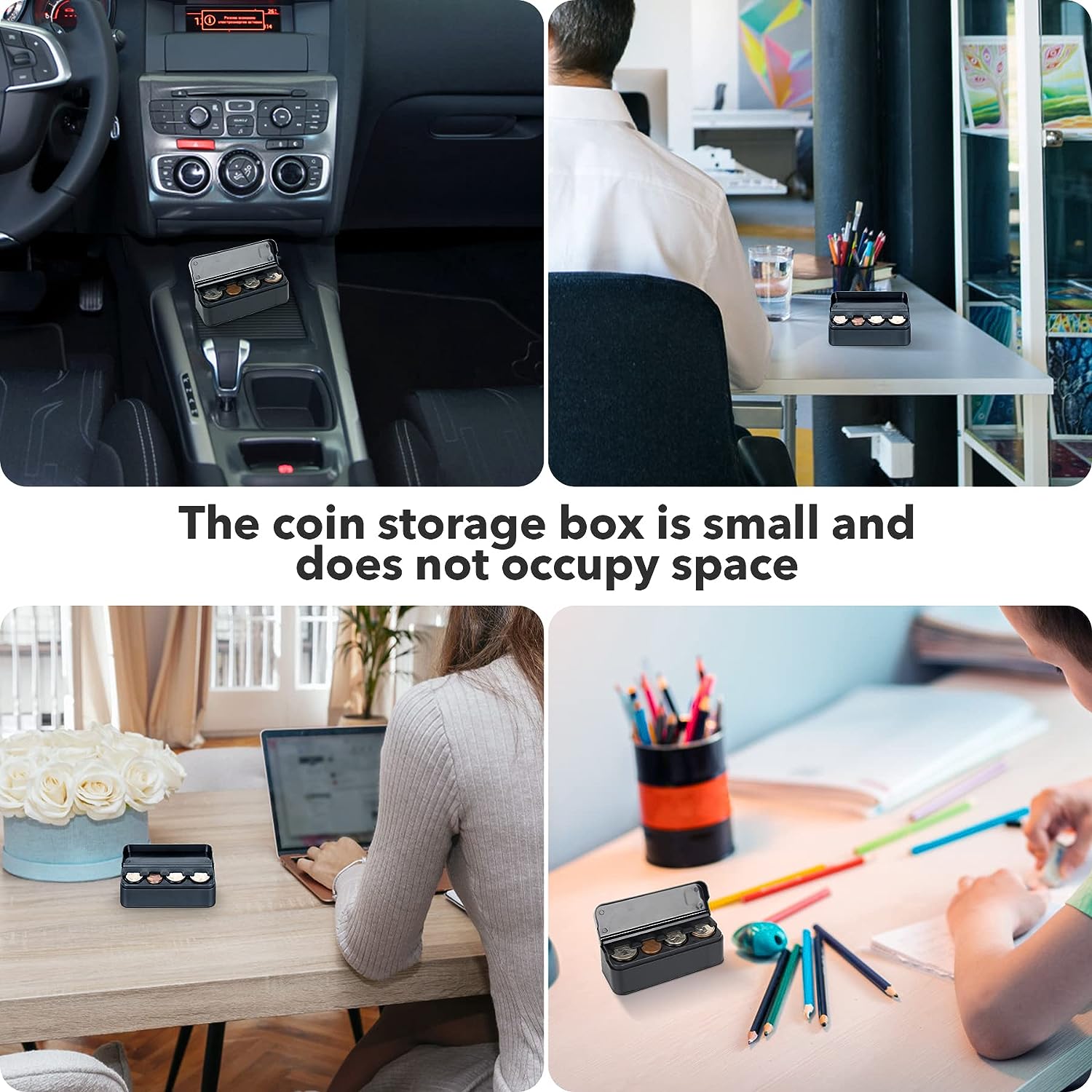 SINGARO Coin Holder for Car, Universal Car Coin Change Organizer, Car Coin Holder Compatible with Coins of Different Sizes, Car Interior Accessories, Suitable for Most Cars, Trucks