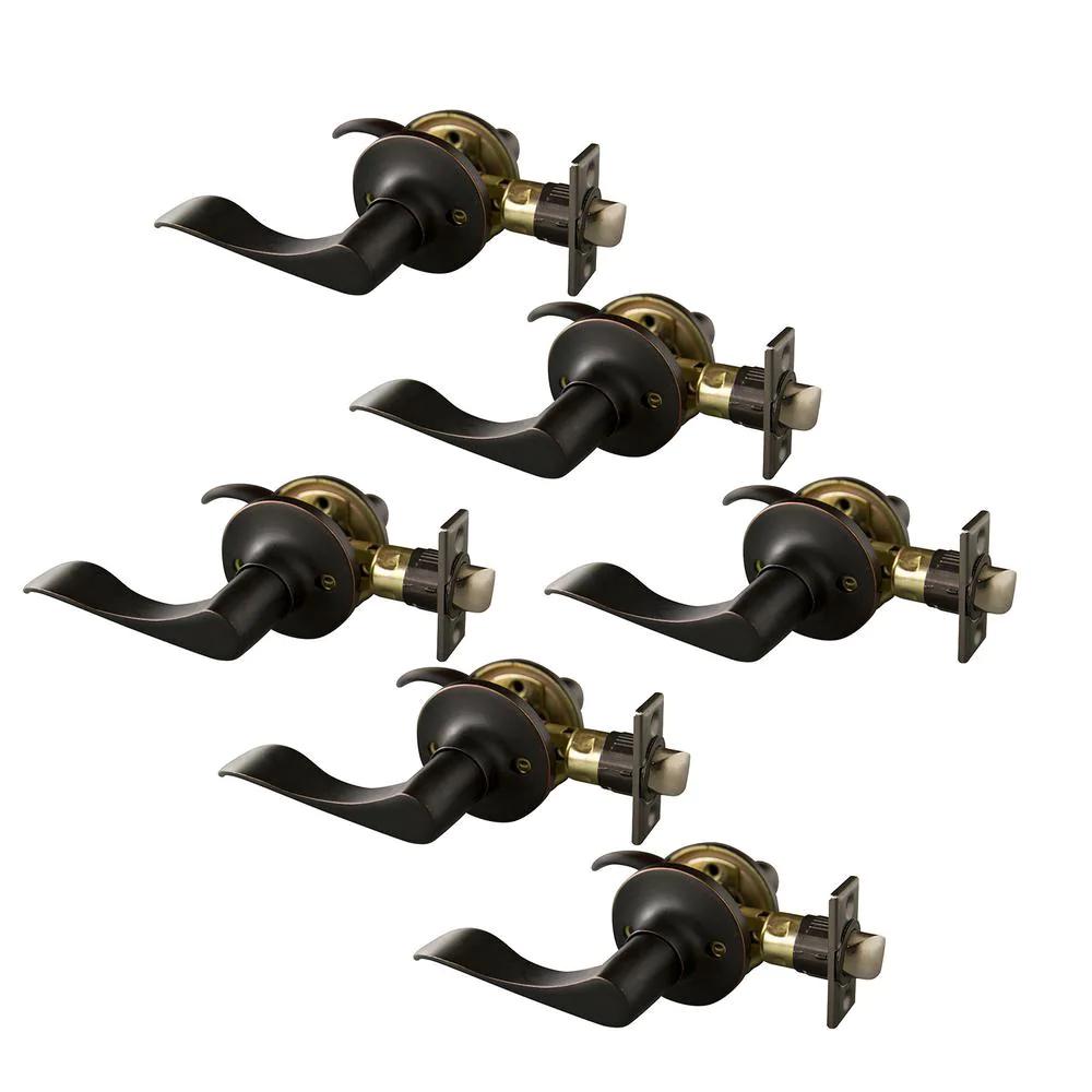 Stratford Oil Rubbed Bronze PassaHall/Closet Door Lever with Universal 6-Way Latch (6-Pack)