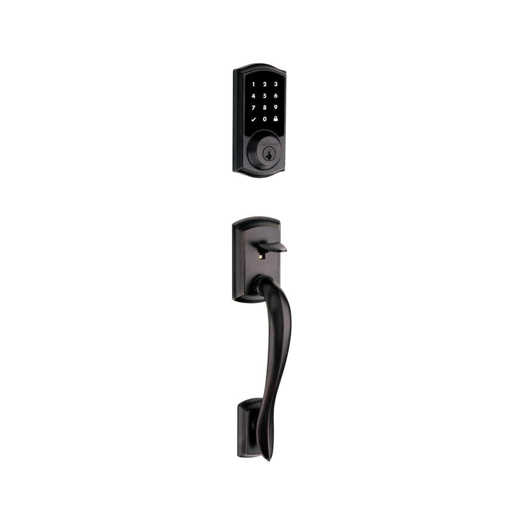 Premis Touchscreen Smart Lock Single Cylinder Venetian Bronze Electronic with Avalon Handleset and Tustin Lever