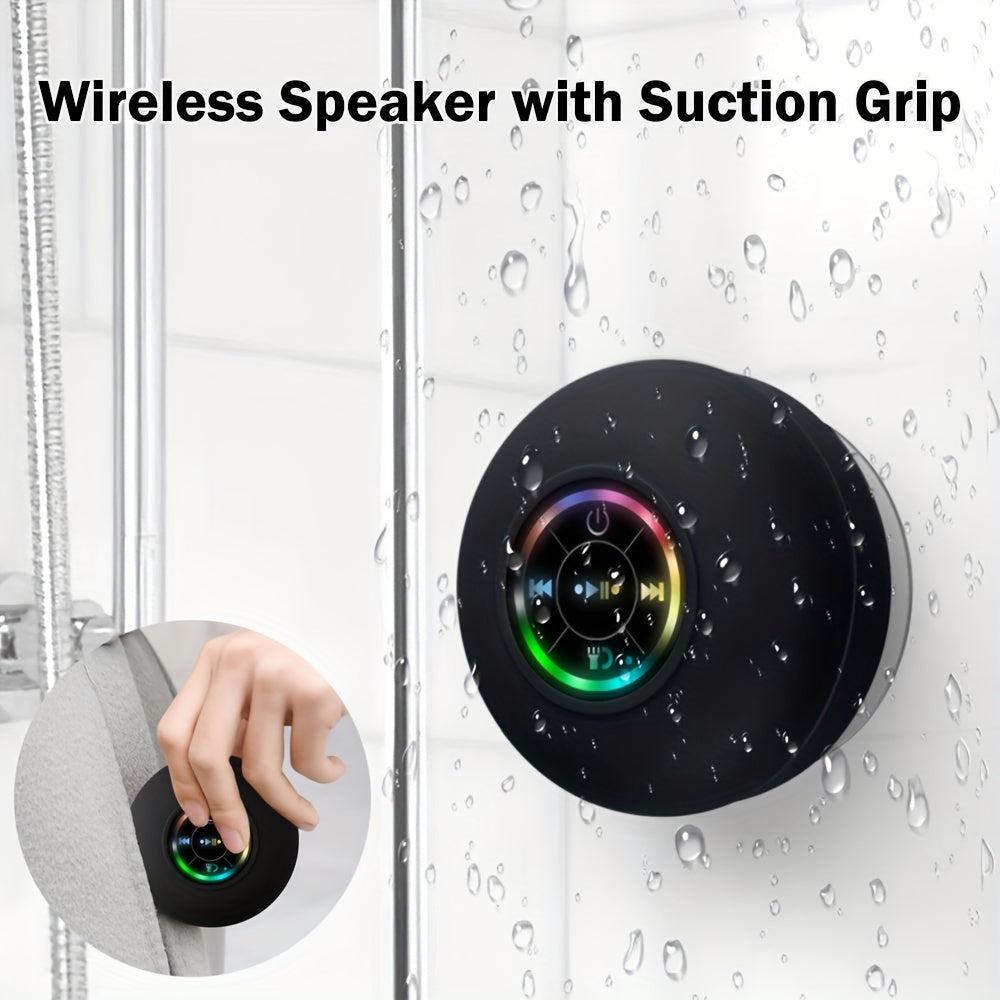 Shower Speaker, Portable Wireless Speaker With Suction Cup, USB Rechargeable Black Speaker With 2 Hours Play Time 3.7V/400mah Battery 5.0 Wireless Version Life For Parties, Bathroom, Travel, Home, And Outdoor (Suction Cups Must Be On A Smoo