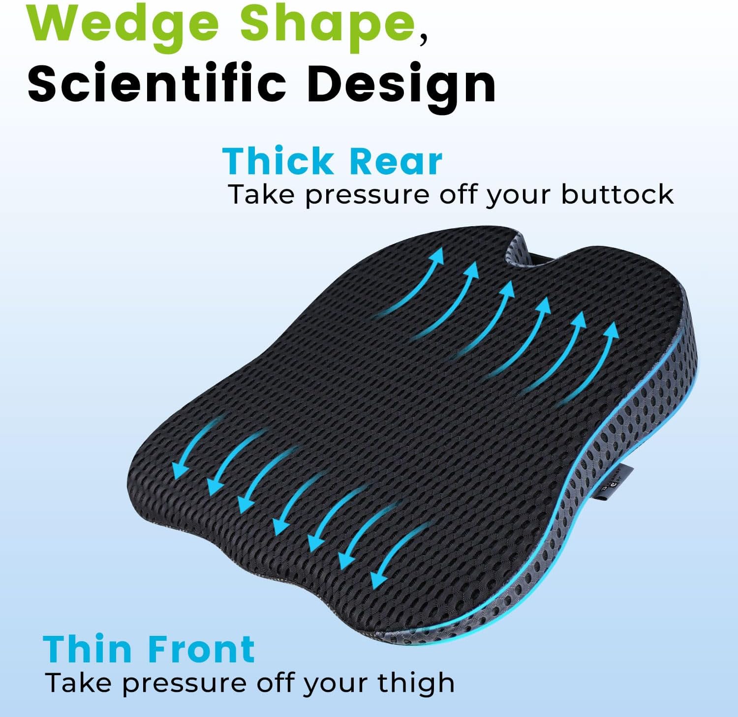 Dreamer Car Wedge Seat Cushion for Car Seat Driver/Passenger- Car Seat Cushions for Driving Improve Vision/Posture - Memory Foam Car Seat Cushion for Hip Pain (Mesh Cover,Black)