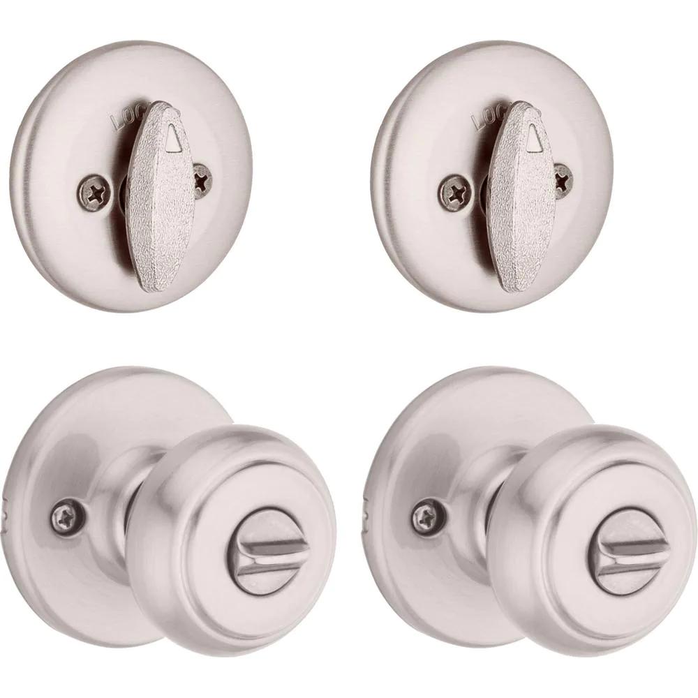 Cove Satin Nickel Single-Cylinder Deadbolt Combo Pack (2-Pack)