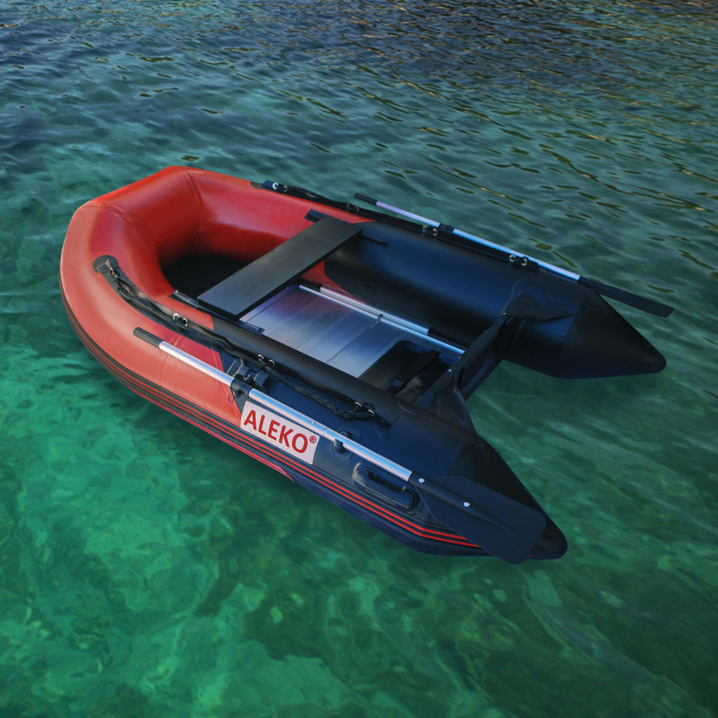 ALEKO Inflatable Boat - Aluminum Floor - 8.4 Feet - Red and Black