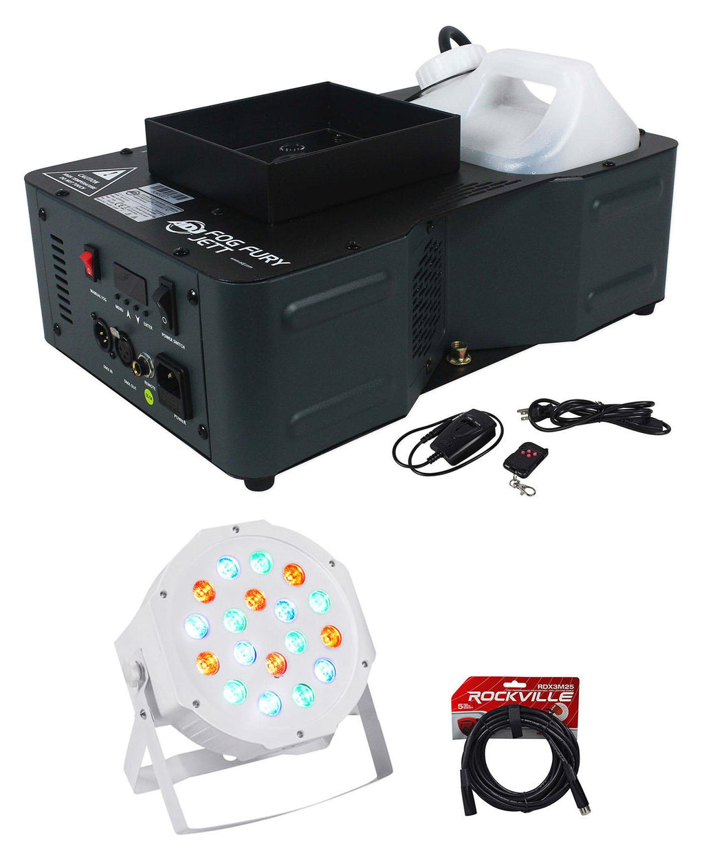 American DJ Fog Fury Jett Vertical Fog Machine+Wireless Remote+Par Light+Cable