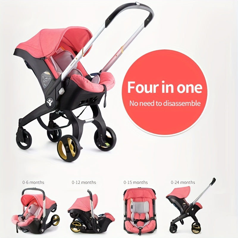 Effortless Baby Strolling, 4-in-1 Foldable Stroller For Use In Shopping Malls, Supermarkets, And Outdoors,  Thanksgiving, Christmas, Year Gift