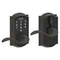 Camelot Aged Bronze Electronic Door Lock with Accent Door Lever