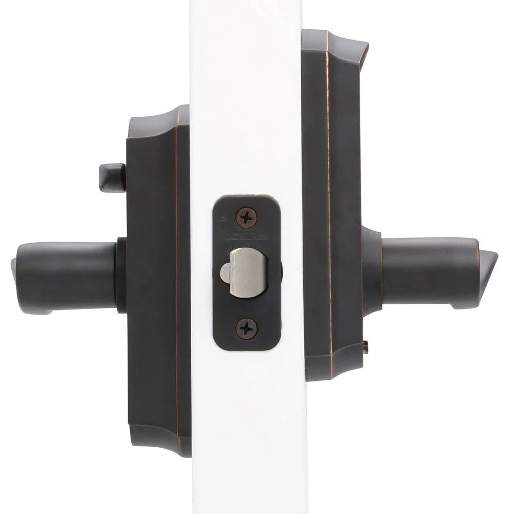 Camelot Aged Bronze Electronic Door Lock with Accent Door Lever