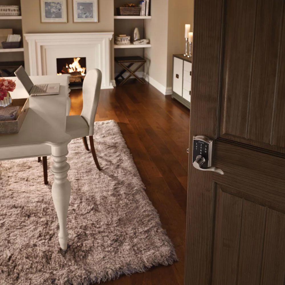Camelot Aged Bronze Electronic Door Lock with Accent Door Lever