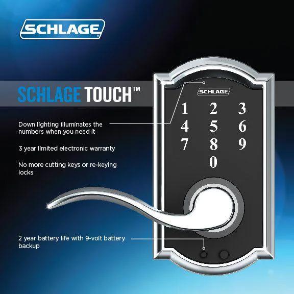 Camelot Aged Bronze Electronic Door Lock with Accent Door Lever
