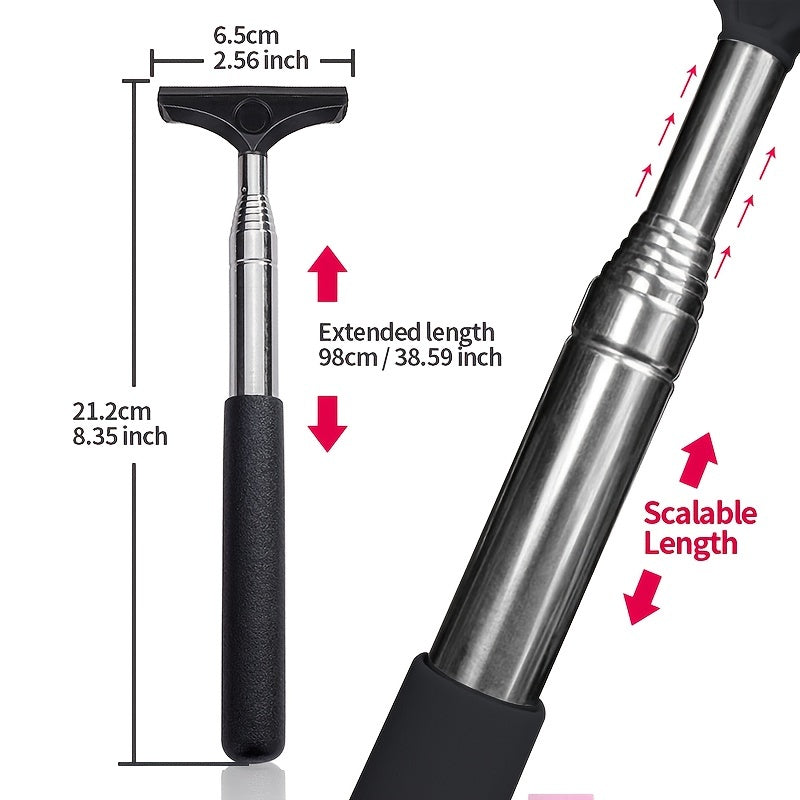 Portable Rearview Mirror Wiper Retractable Car Window Cleaning Brush With SponCleaner Remover