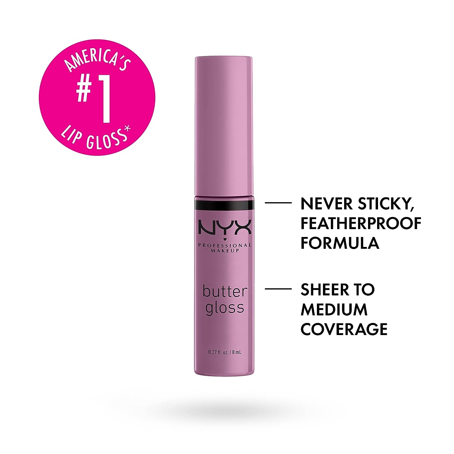 NYX PROFESSIONAL MAKEUP Butter Gloss, Non-Sticky Lip Gloss - Marshmallow (Muted Lilac)