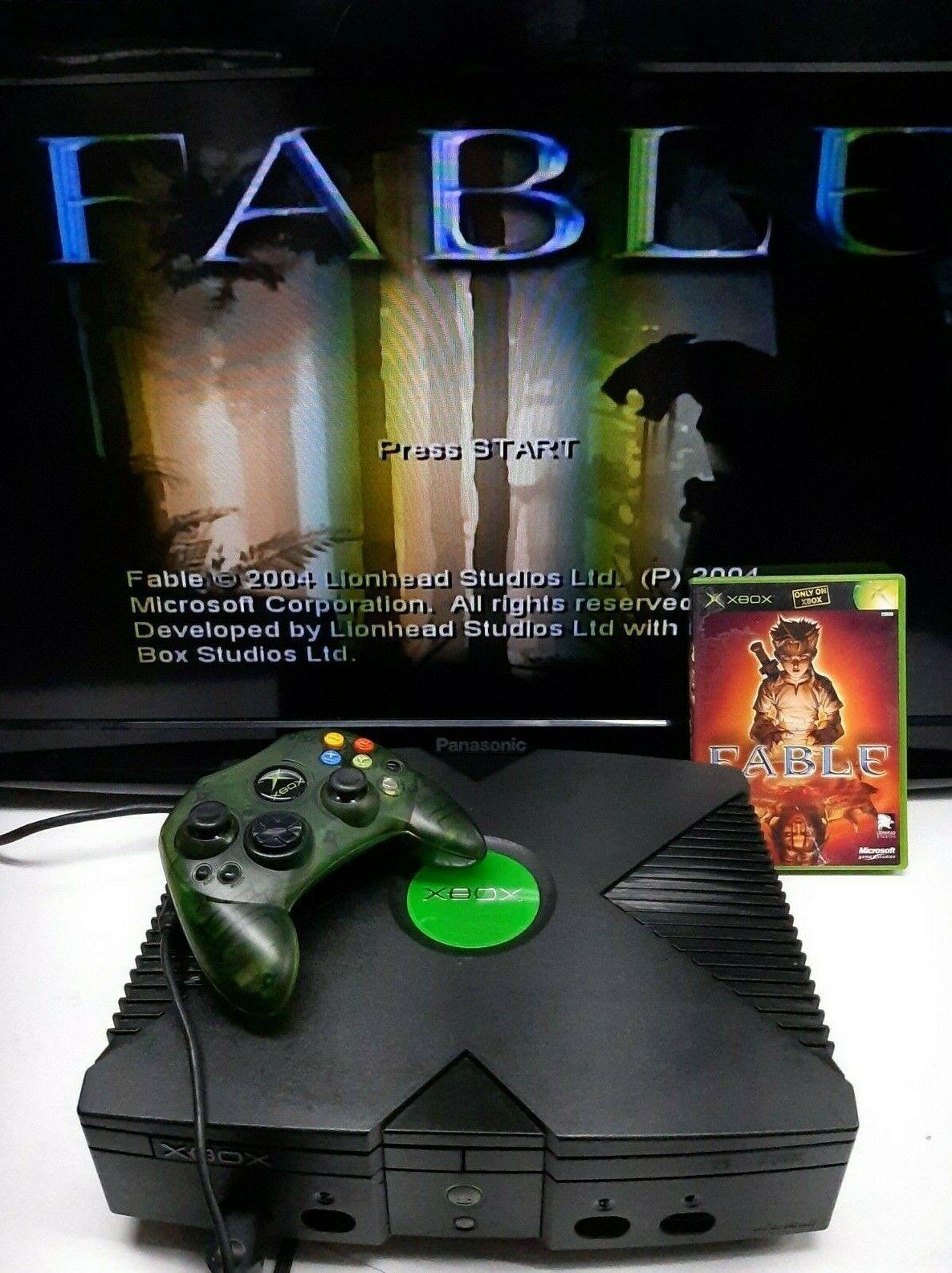 Original Microsoft Xbox Console Bundle w/ 2 Controllers, Cords 4 Games Works