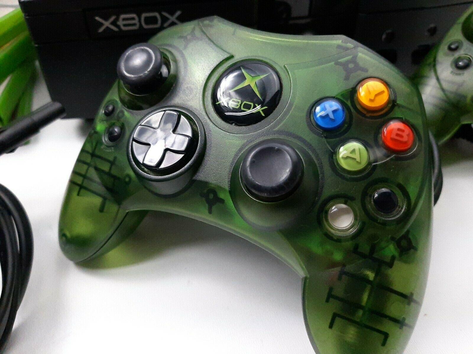 Original Microsoft Xbox Console Bundle w/ 2 Controllers, Cords 4 Games Works