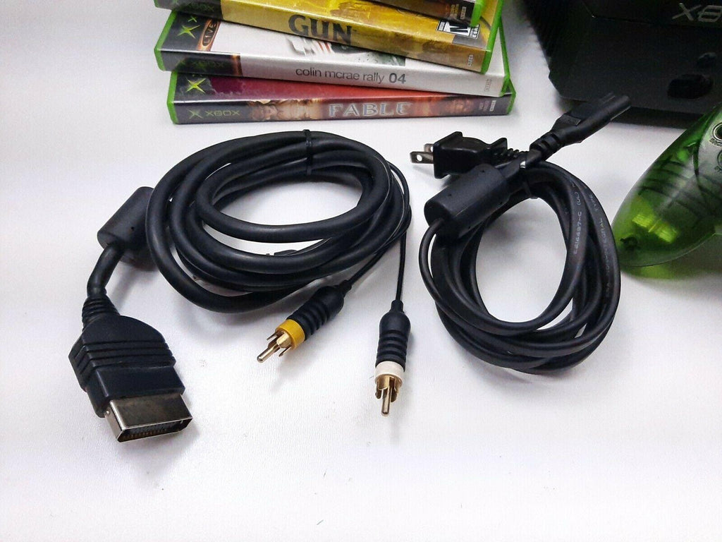 Original Microsoft Xbox Console Bundle w/ 2 Controllers, Cords 4 Games Works