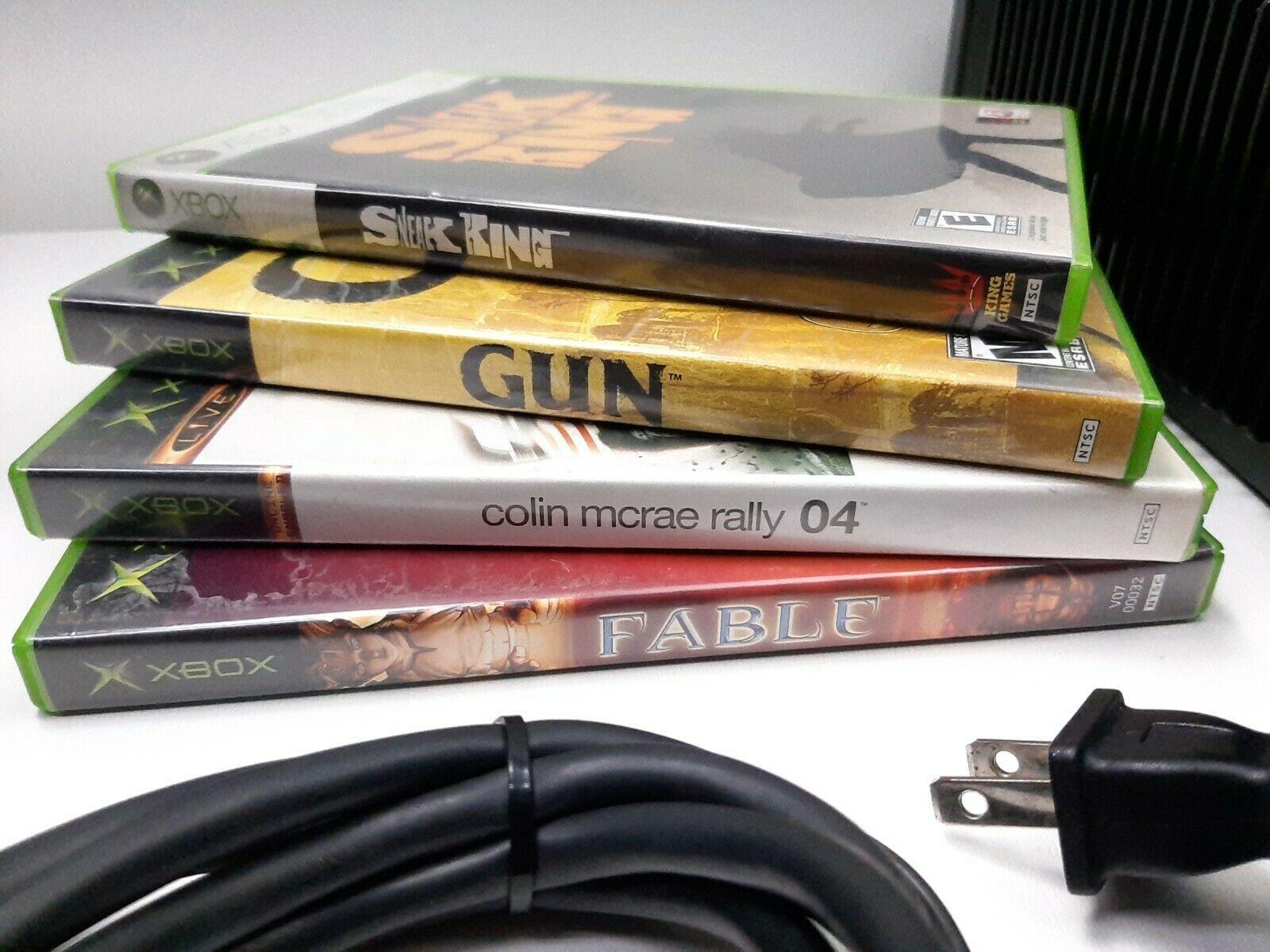 Original Microsoft Xbox Console Bundle w/ 2 Controllers, Cords 4 Games Works