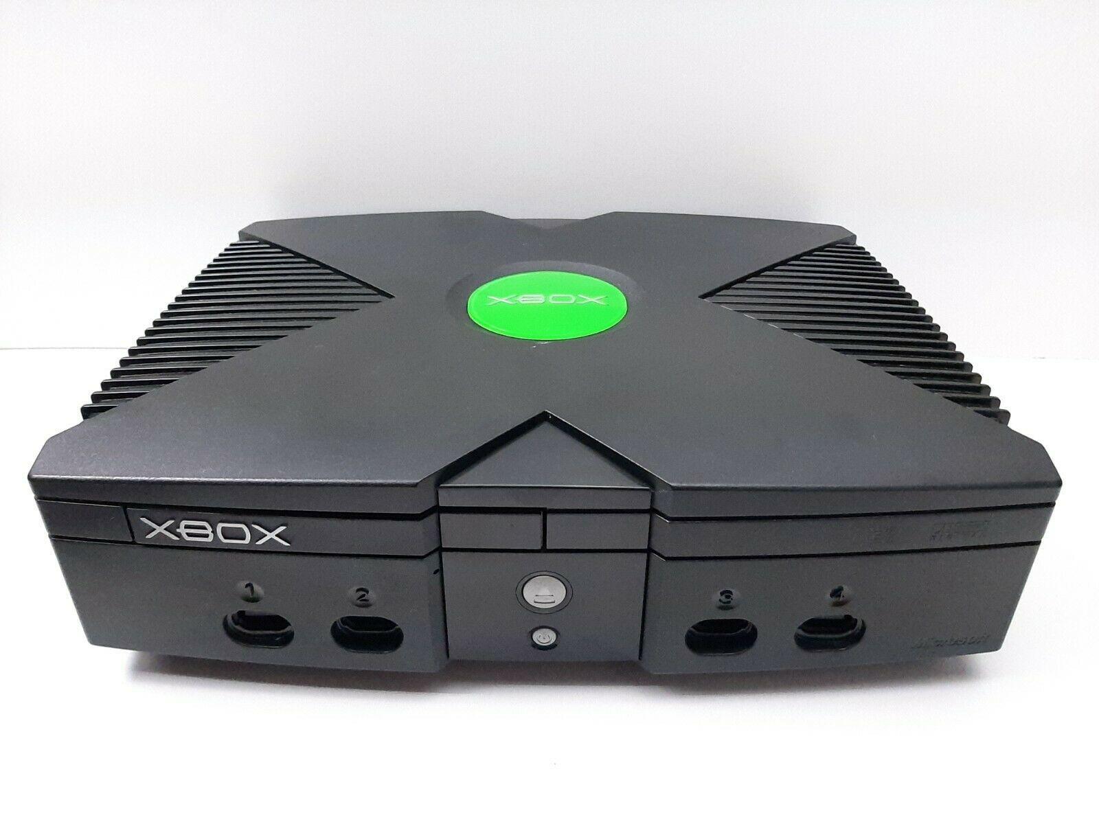 Original Microsoft Xbox Console Bundle w/ 2 Controllers, Cords 4 Games Works