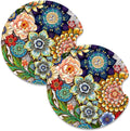 Nipichsha Car Cup Holder Coasters, Car Coasters for Cup Holders, 2 Pack Universal Anti Slip Insert Coaster, Rubber Car Cup Mat with A Finger Notch, Cute Car Interior Accessories for Women Men(Mandala)