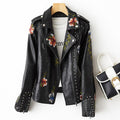 retro floral faux leather jacket