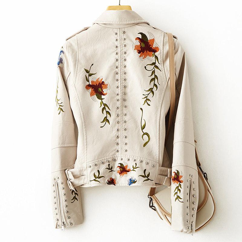 retro floral faux leather jacket