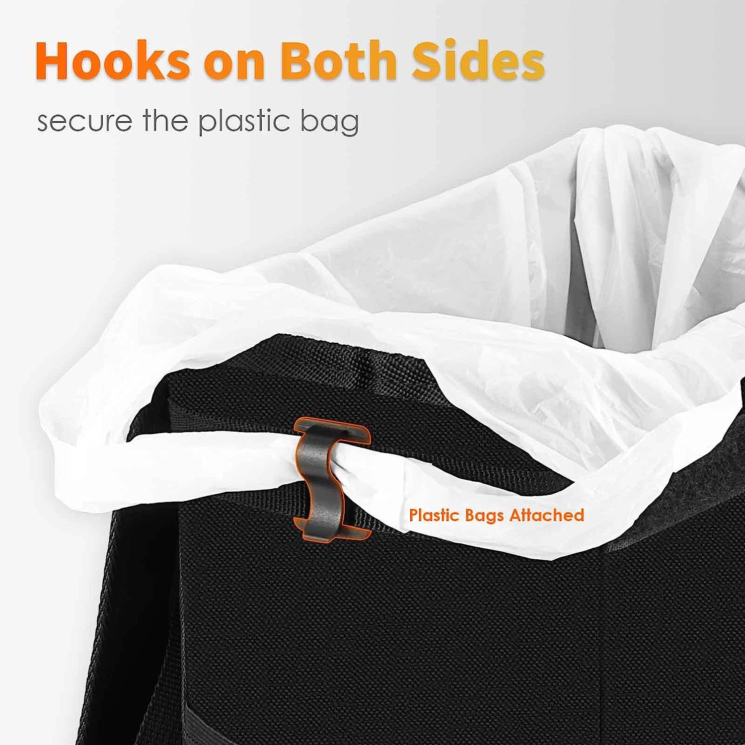 HOTOR Car Trash Can-2-Gallon, Foldable and Waterproof Car Accessory for Interior, Leakproof Car Organizer and Storage Bag, Multipurpose Bin with Adjustable Straps and Multiple Pockets (Black)