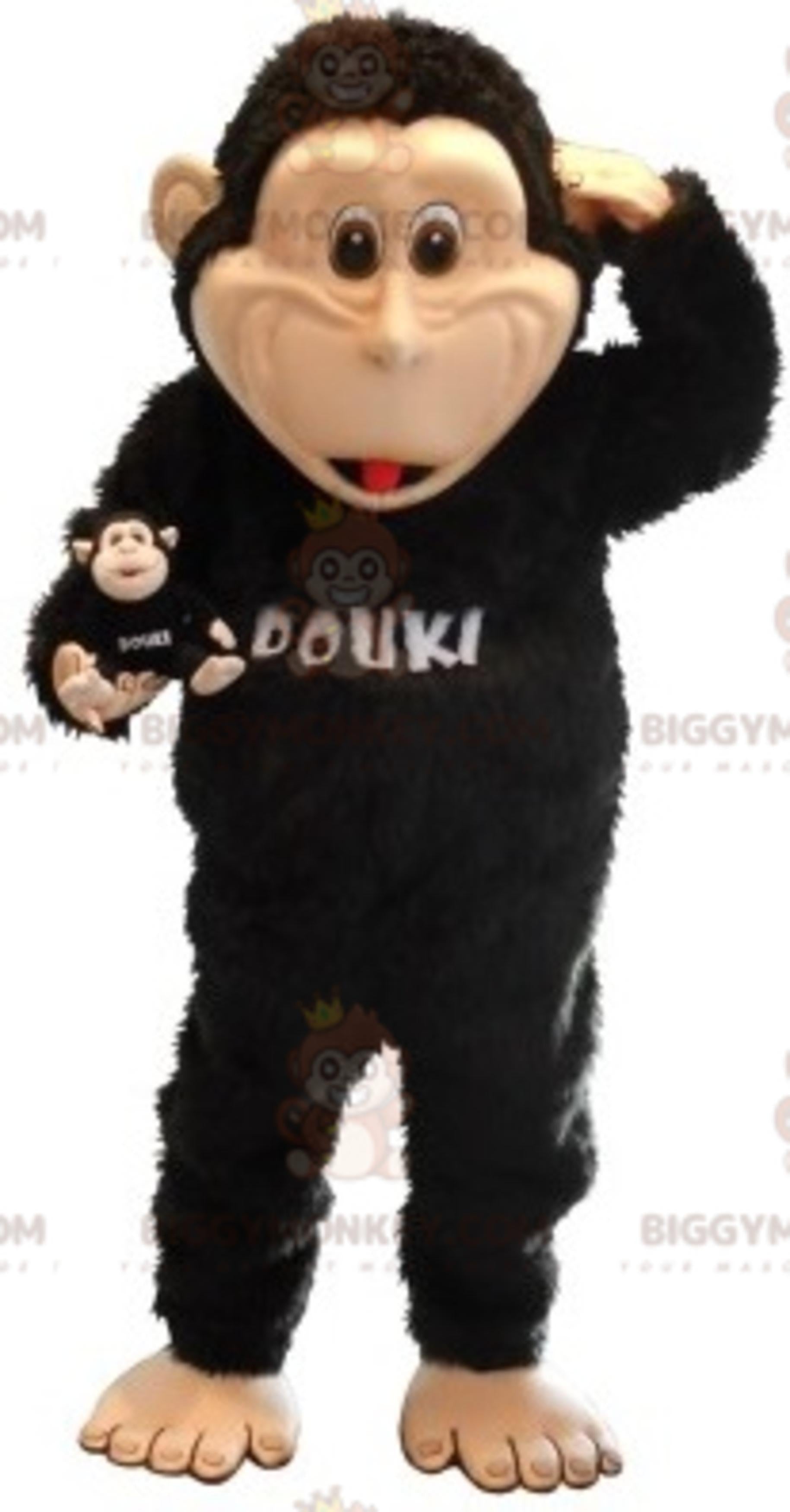 Black and Tan Monkey BIGGYMONKEYMascot Costume. BIGGYMONKEYDouki Mascot Costume