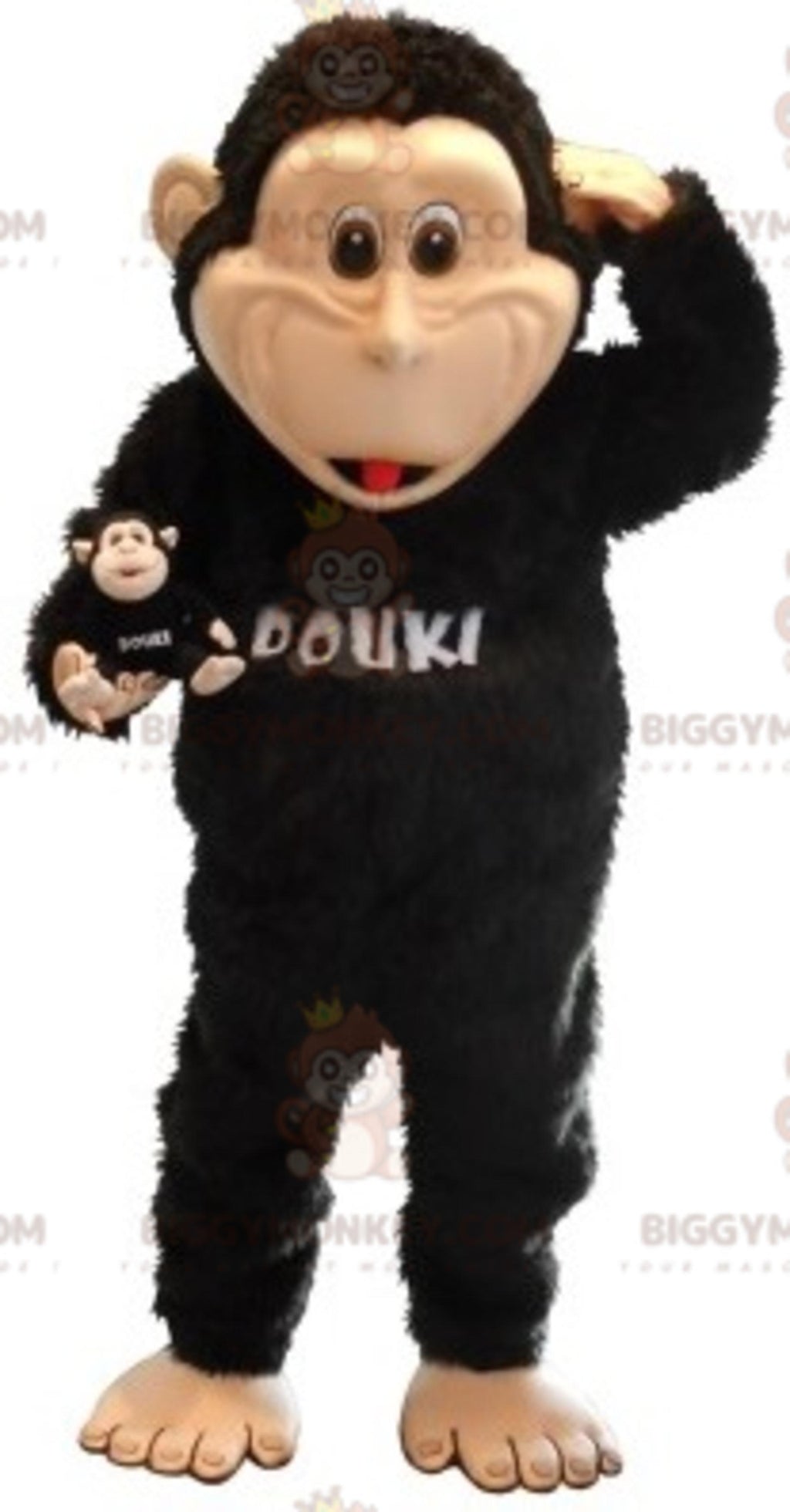 Black and Tan Monkey BIGGYMONKEYMascot Costume. BIGGYMONKEYDouki Mascot Costume