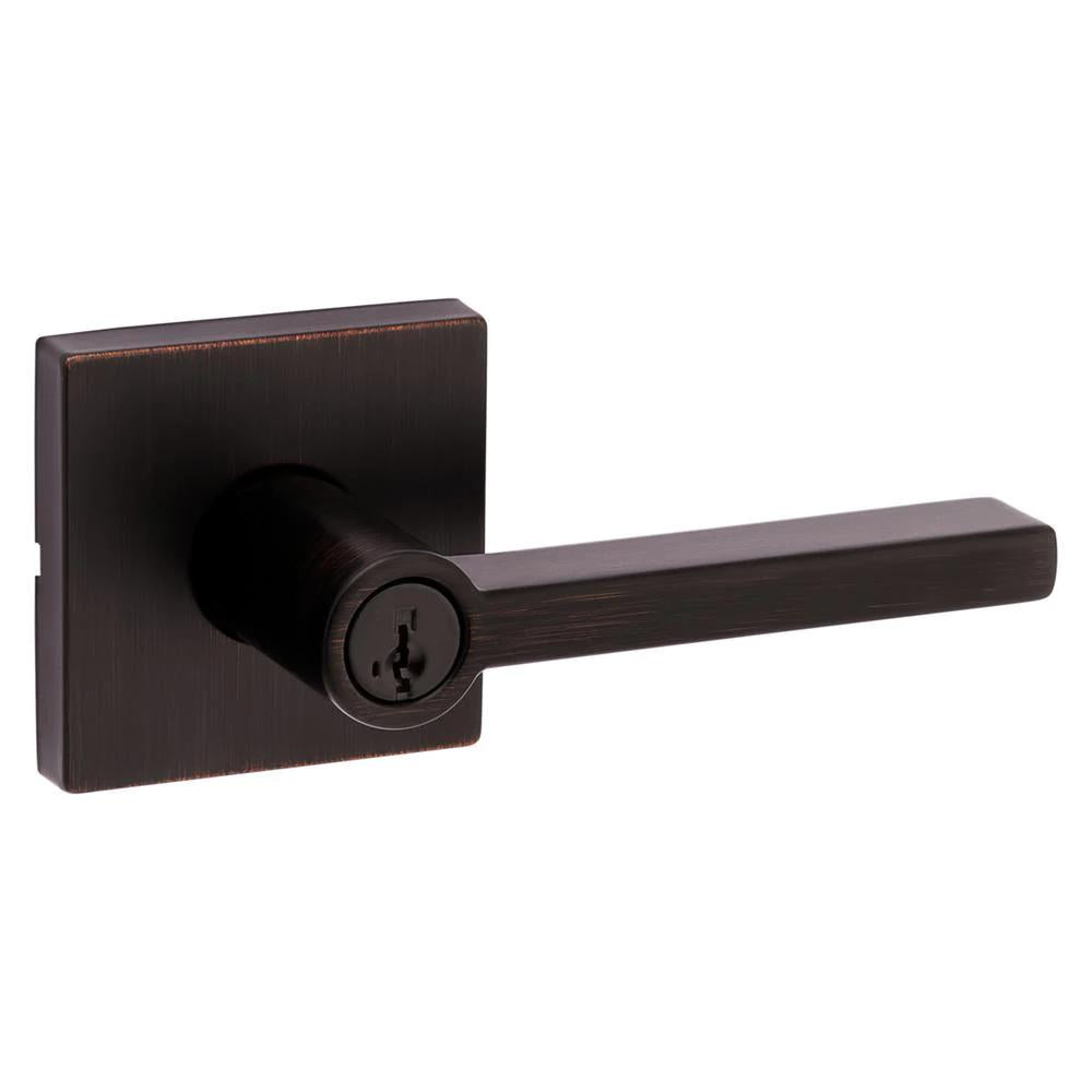 Halifax Square Venetian Bronze Keyed Entry Door Lever Featuring SmartKey Security