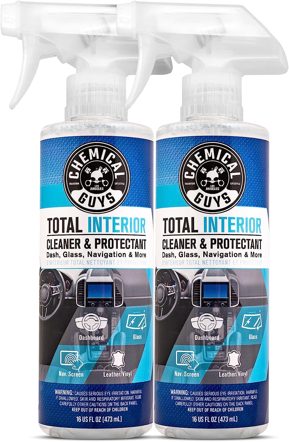 Chemical Guys SPI2201602 Total Interior Cleaner and Protectant, Safe for Cars, Trucks, SUVs, Jeeps, Motorcycles, RVs &amp; More, 16 fl oz, (2 Pack)