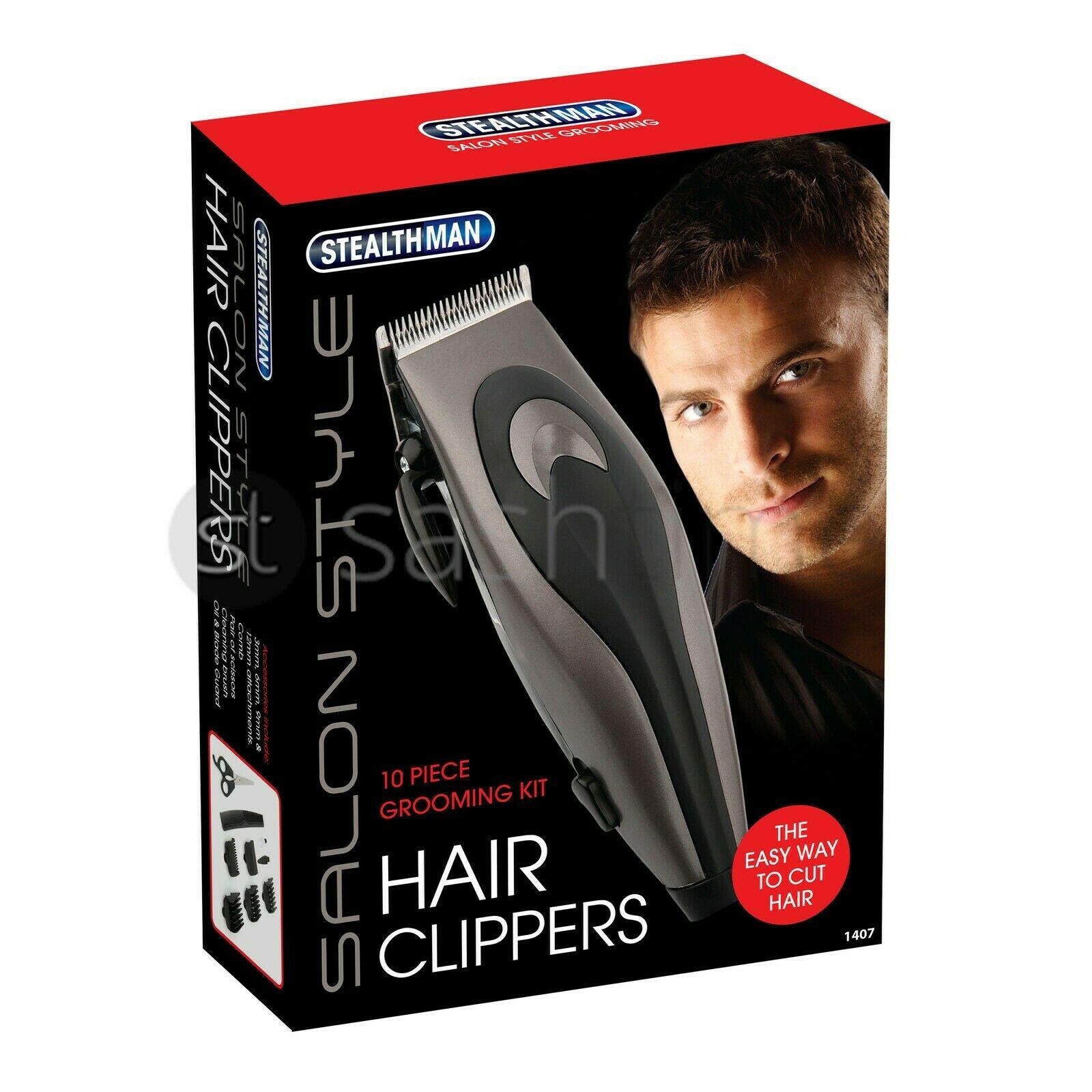 10PC PIECE MENS PROFESSIONAL HAIR CUTTING CLIPPER SHAVER GROOMING KIT